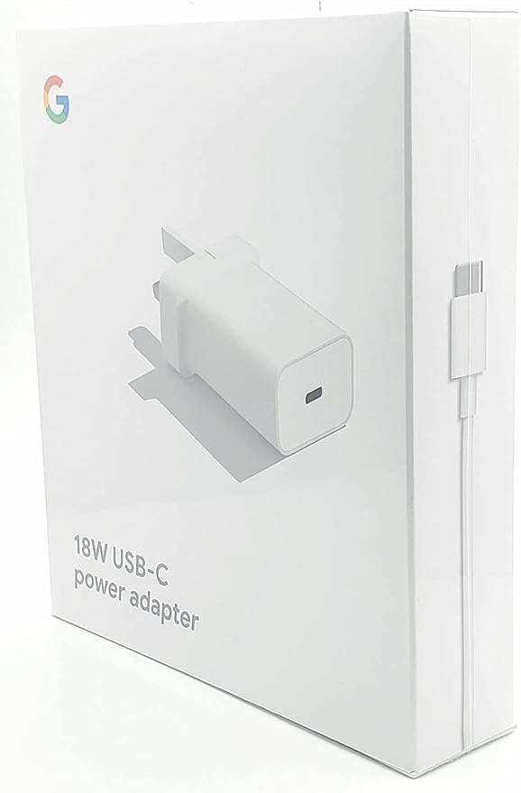 Google 18W Charger UK 3 Pin Mains White G1000 with USB-C to USB-C Cable