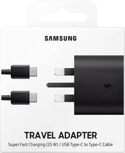 Load image into Gallery viewer, Samsung 25W Plug EP-TA800XBEGGB Black bundled with Samsung USB-C to USB-C Cable EP-DA705BBE