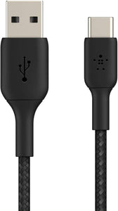 Belkin Boost Charge Braided USB-C Cable (USB-C to USB-A Cable, USB Type-C Cable for Samsung, Pixel, iPad Pro, Nintendo Switch and More) 1 m, Black