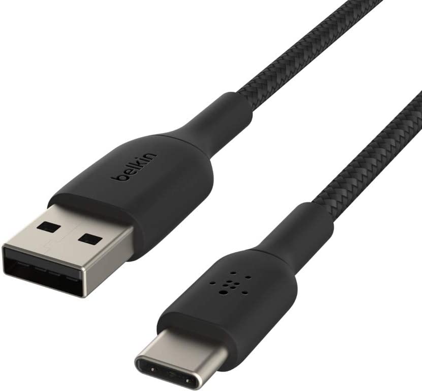 Belkin Boost Charge Braided USB-C Cable (USB-C to USB-A Cable, USB Type-C Cable for Samsung, Pixel, iPad Pro, Nintendo Switch and More) 1 m, Black