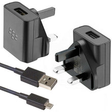 Load image into Gallery viewer, Blackberry ASY-58929-003 1.3A Fast Mains Charger Plug + Micro USB Data Cable