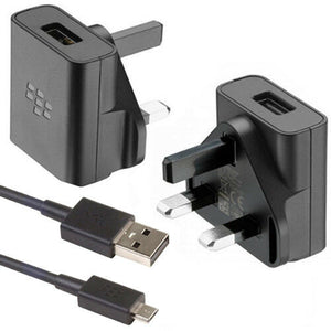 Blackberry ASY-58929-003 1.3A Fast Mains Charger Plug + Micro USB Data Cable