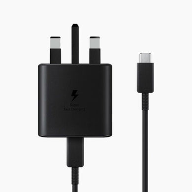 Official Samsung UK 3 Pin EP-TA800 Quick Charge Adapter 25W USB-C In Black - fonehaus