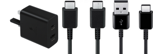 Official Samsung 35W Duo Travel Adapter Super Fast Charging USB-C Cable And USB Cable