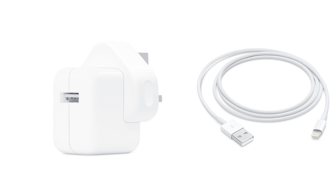 Official Apple iPad Mains Plug Charger + Lightning Data Sync Cable 2m