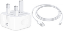 Load image into Gallery viewer, Official Apple 5w USB Power Adapter Charger Plug Folding Pins + 2 Metre Lightning Cable