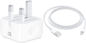 Official Apple 5w USB Power Adapter Charger Plug Folding Pins + 2 Metre Lightning Cable